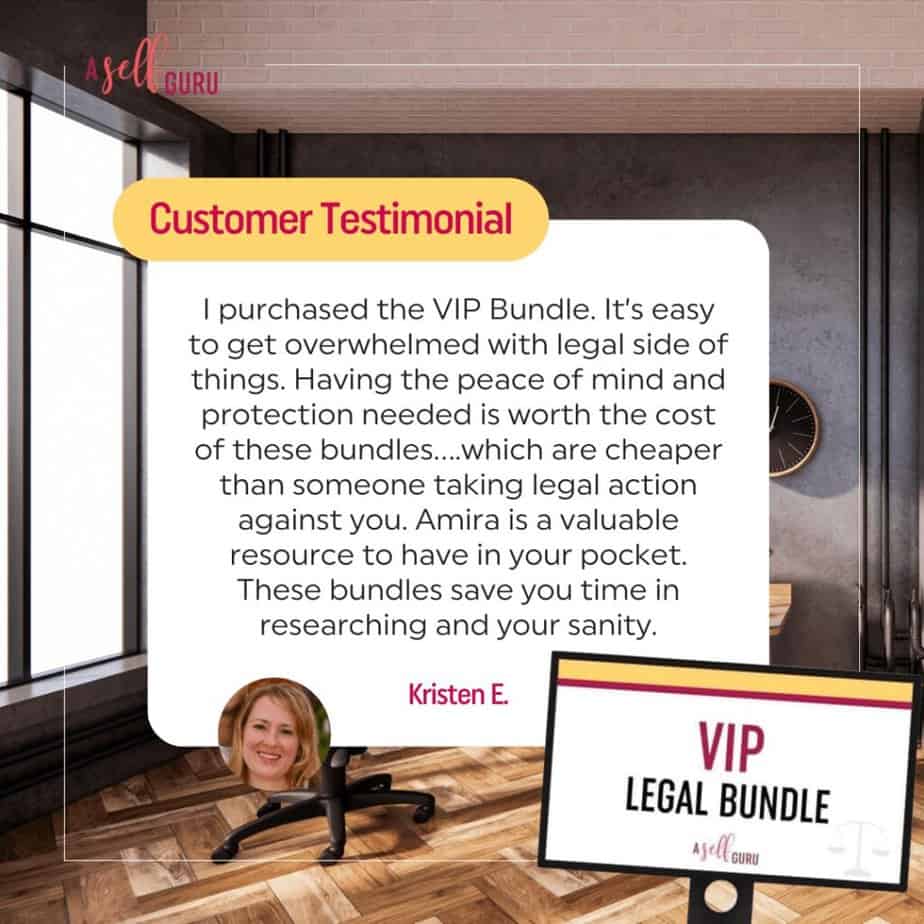 legal pages for websites Kristen testimonial of A Self Guru VIP legal bundle