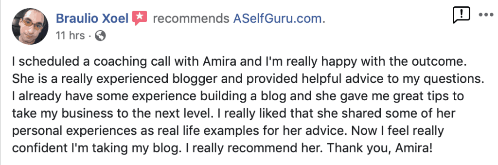 Amira law aselfguru coaching call review (Braulio testimonial)