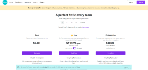 screenshot of Canva pricing page