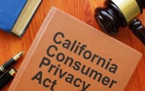 California Consumer Privacy Act Book with pen and gavel