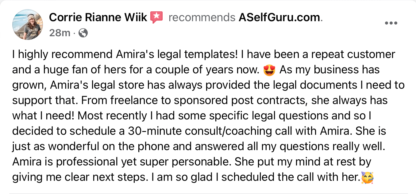 Corrie Call testimonial aselfguru