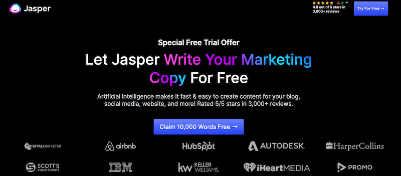 Jasper AI Best Virtual assistant software copywriting 