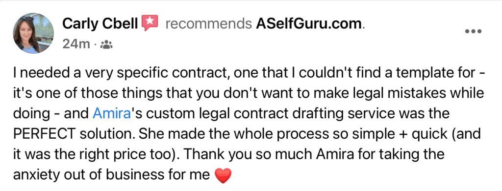 Carly custom contract testimonial