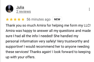 Julia review of A Self Guru LLC Service with Amira Irfan