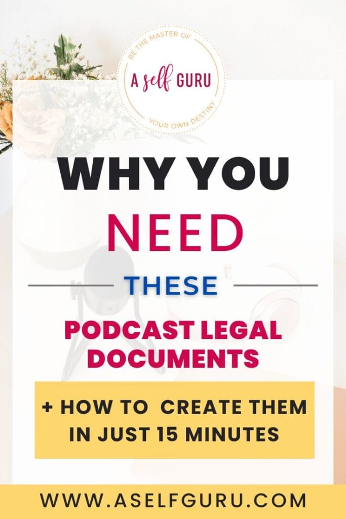 A desk with a podcast mic where a podcaster is creating their podcast legal documents