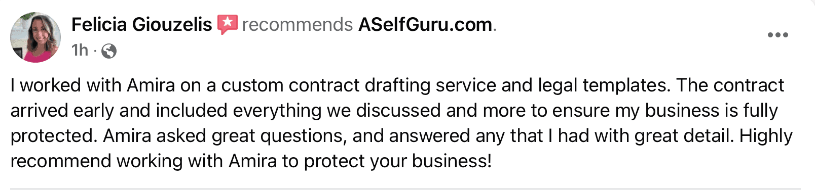 Felicia custom contract testimonial
